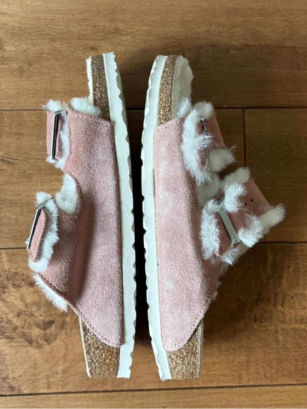 BIRKENSTOCK ARIZONA SUEDE SHEARLING SANDALS pink size 39/ US women’s size 8-8.5 - Picture 6 of 10